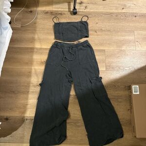 Blue Blush Black Wide Leg Two-Piece Set